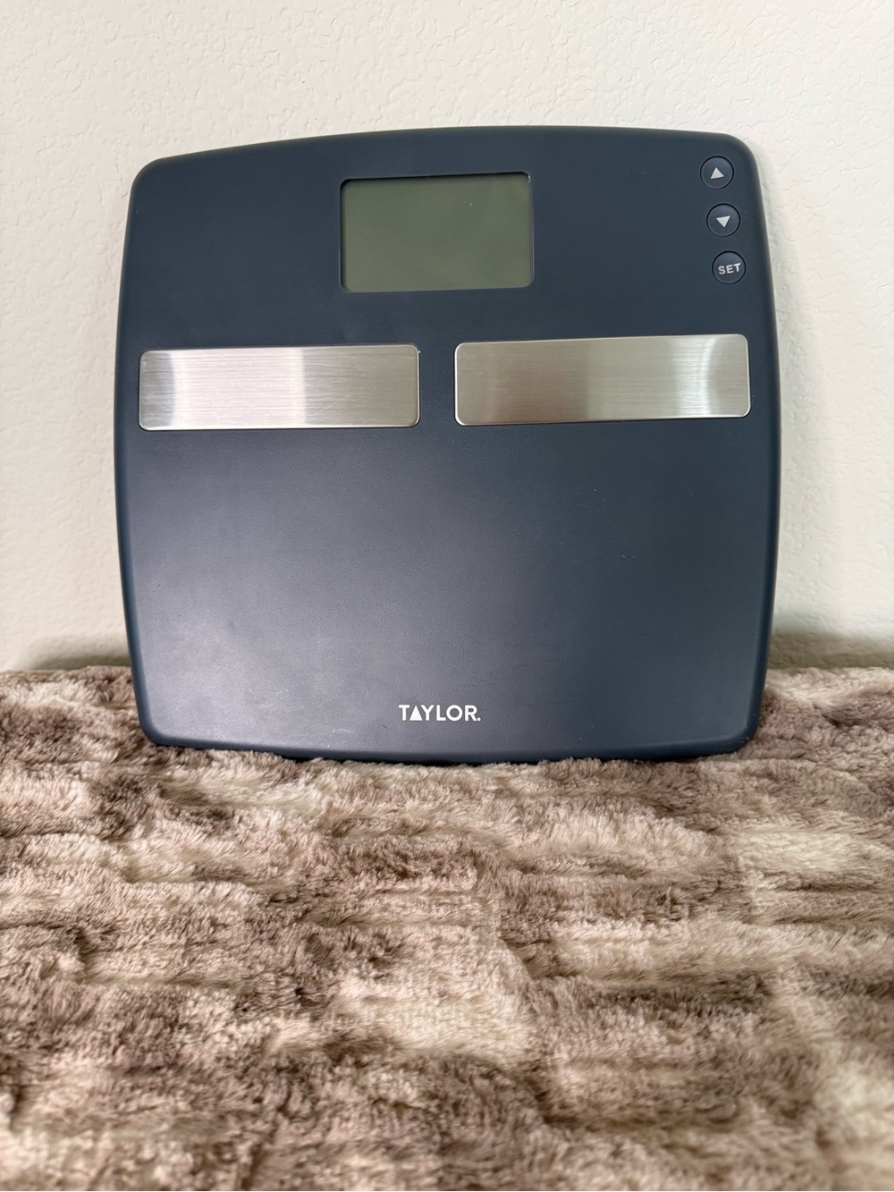Taylor Digital Bathroom Scale in Dark Blue with Silver Accents